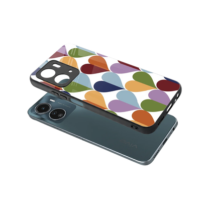 Heart Splash sleek vivo y16 cover with tempered glass back and TPU edges