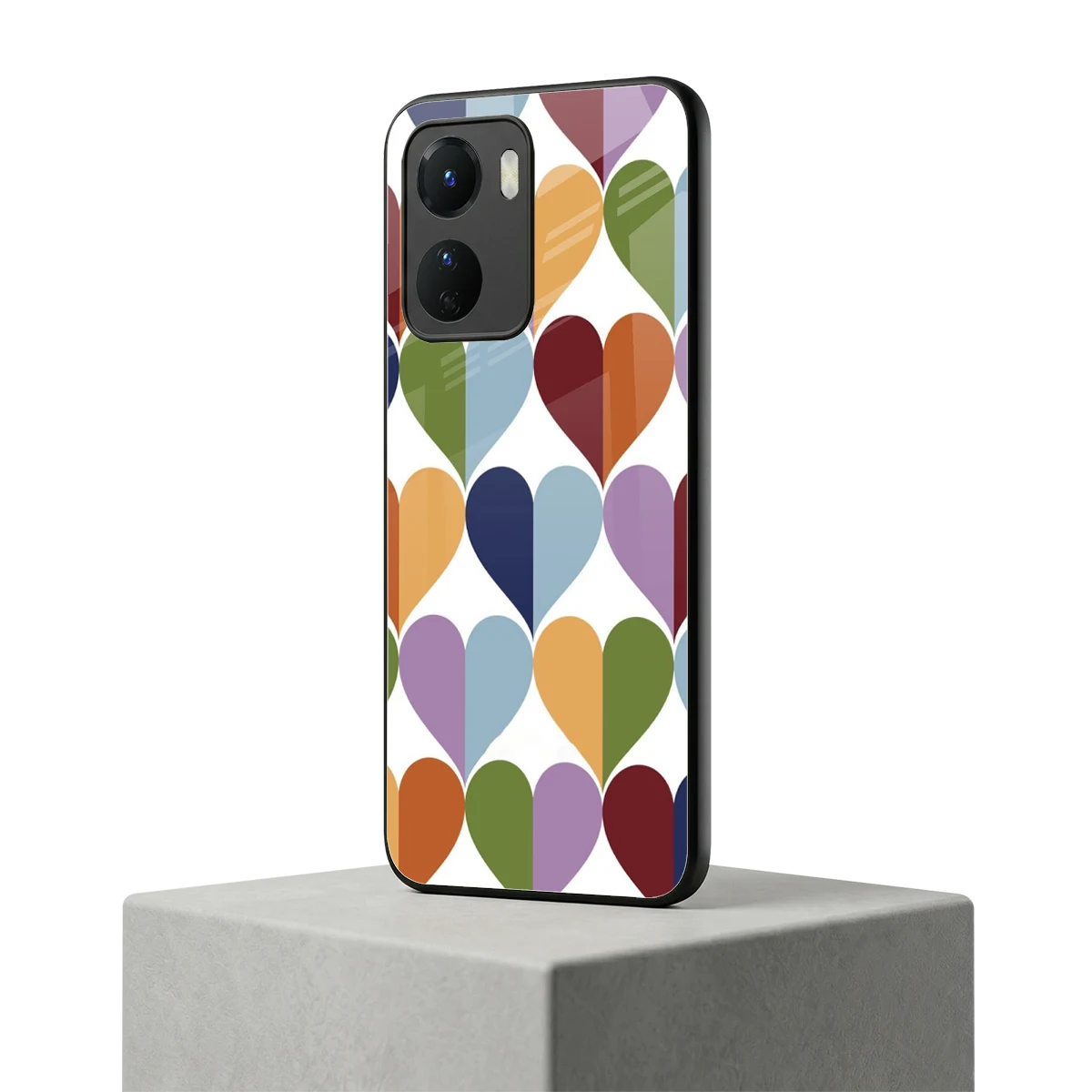Heart Splash vivo y16 mobile cover | shockproof glass phone case