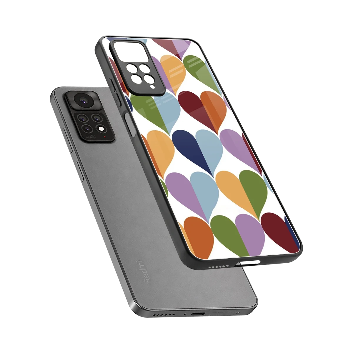 Heart Splash sleek redmi note 11 pro cover with tempered glass back and TPU edges