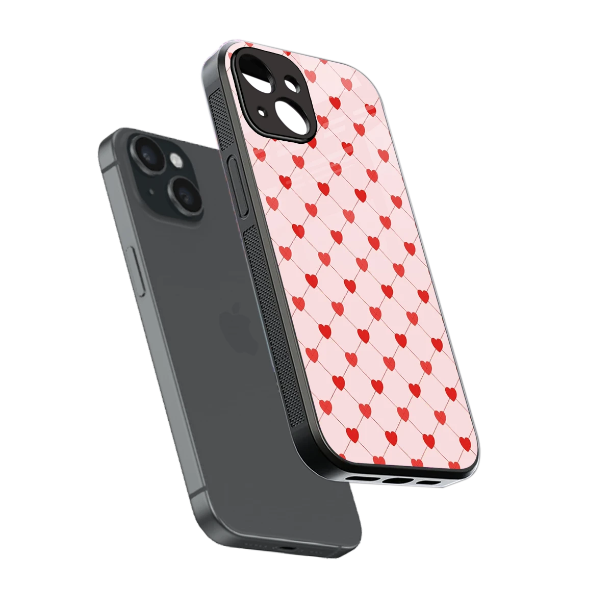 Heartbeat sleek iphone 13 cover with tempered glass back and TPU edges