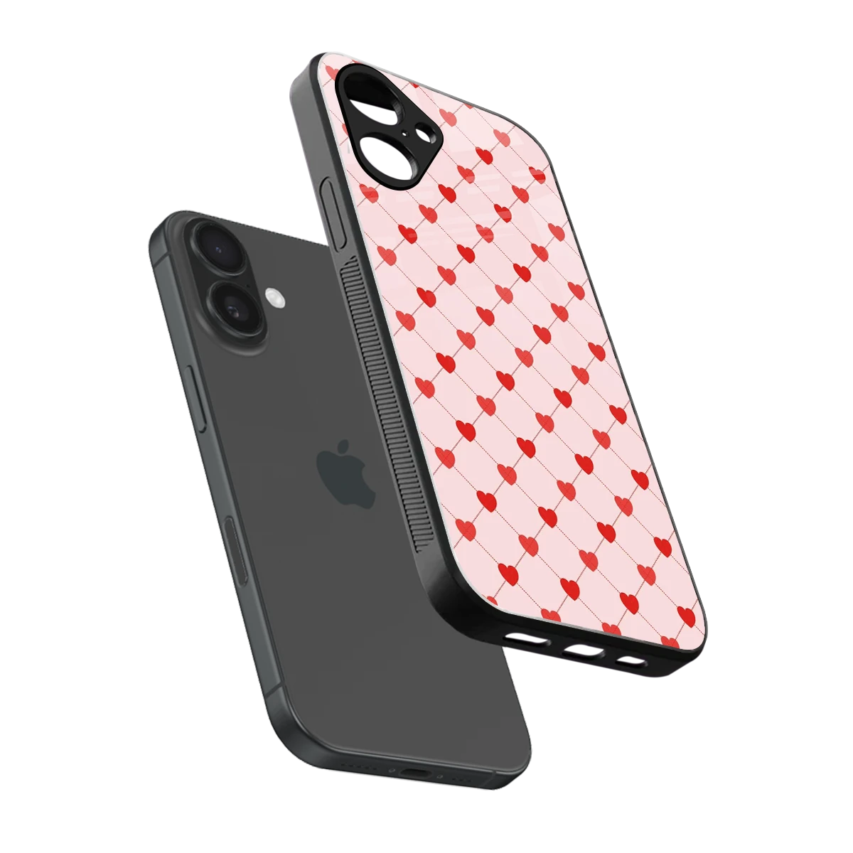 Heartbeat sleek iPhone 16 cover with tempered glass back and TPU edges