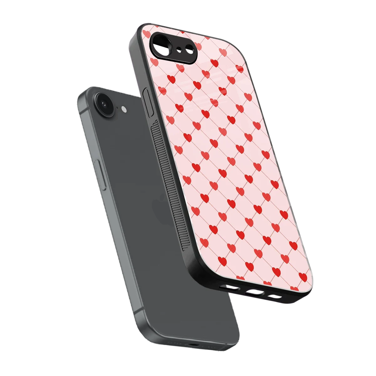 Heartbeat sleek iphone 16e cover with tempered glass back and TPU edges