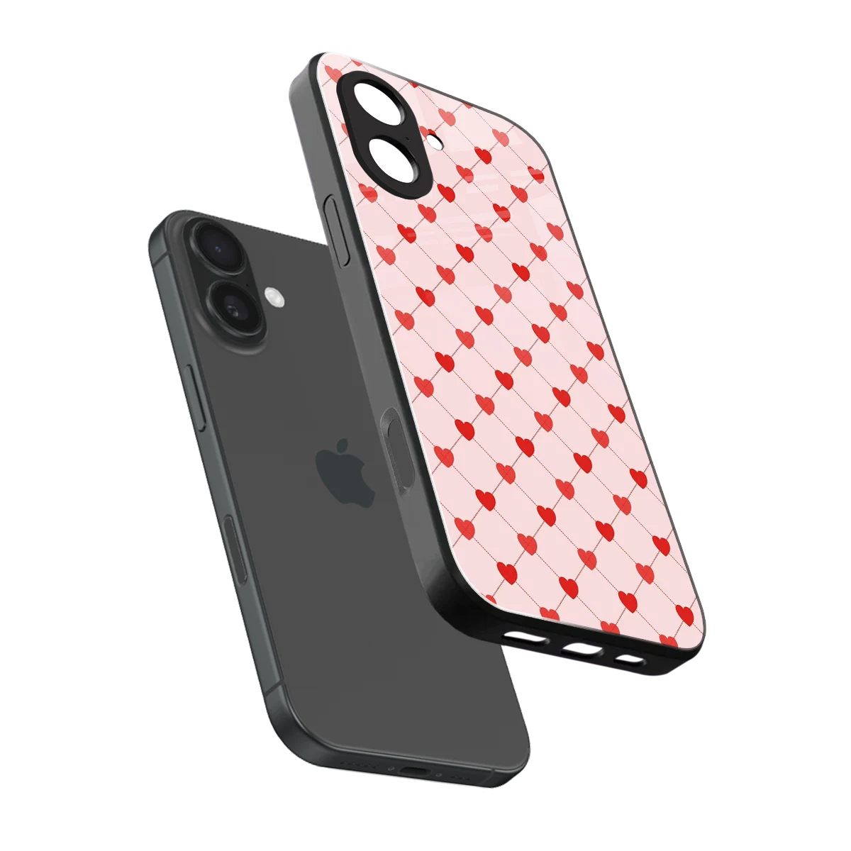 Heartbeat sleek iphone 17 cover with tempered glass back and TPU edges
