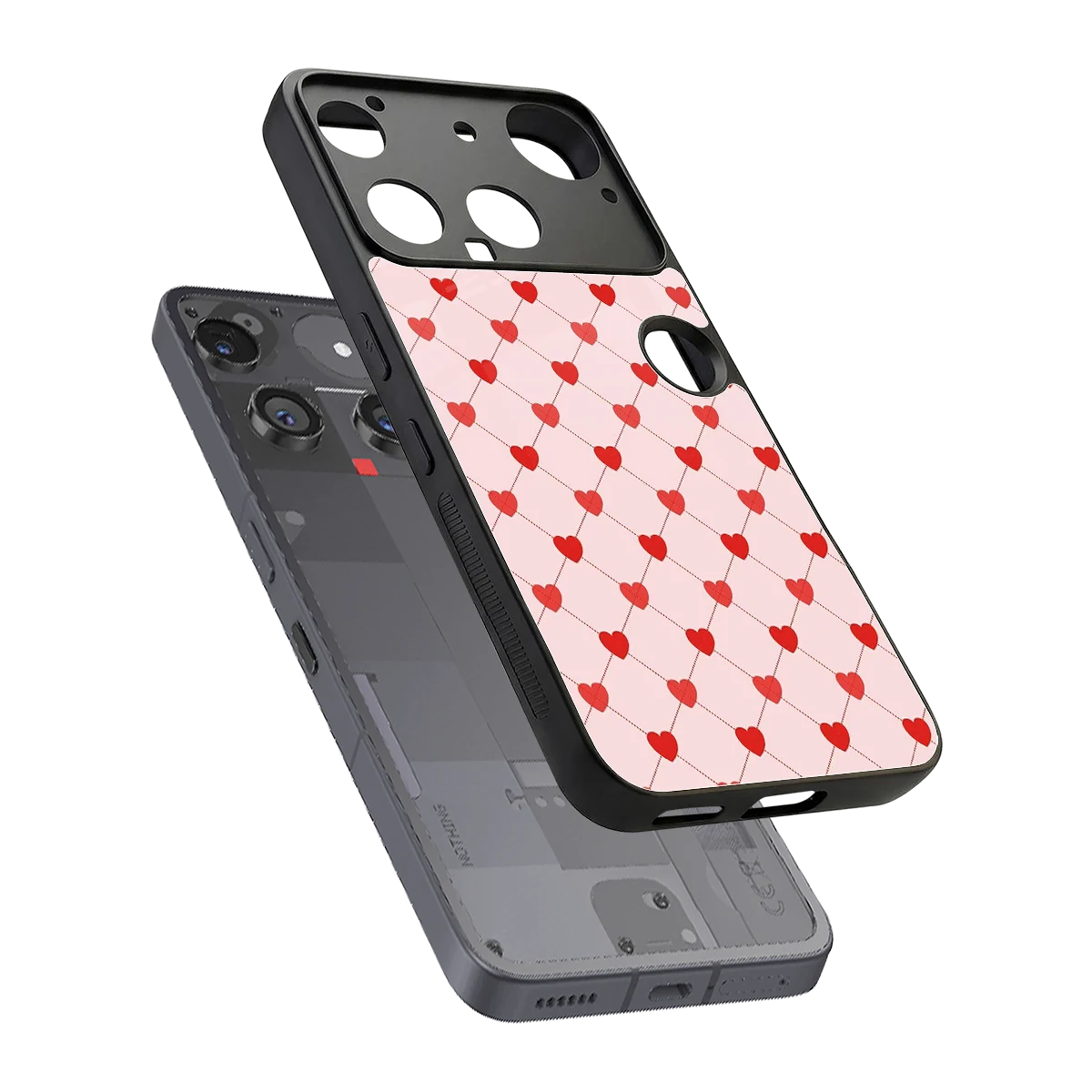 Heartbeat sleek nothing phone 3 cover with tempered glass back and TPU edges