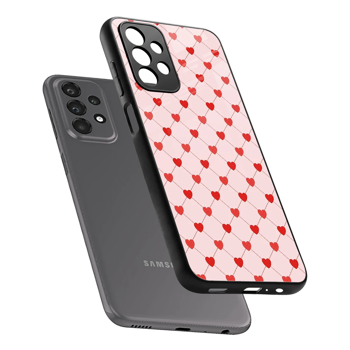 Heartbeat sleek samsung galaxy a23 cover with tempered glass back and TPU edges