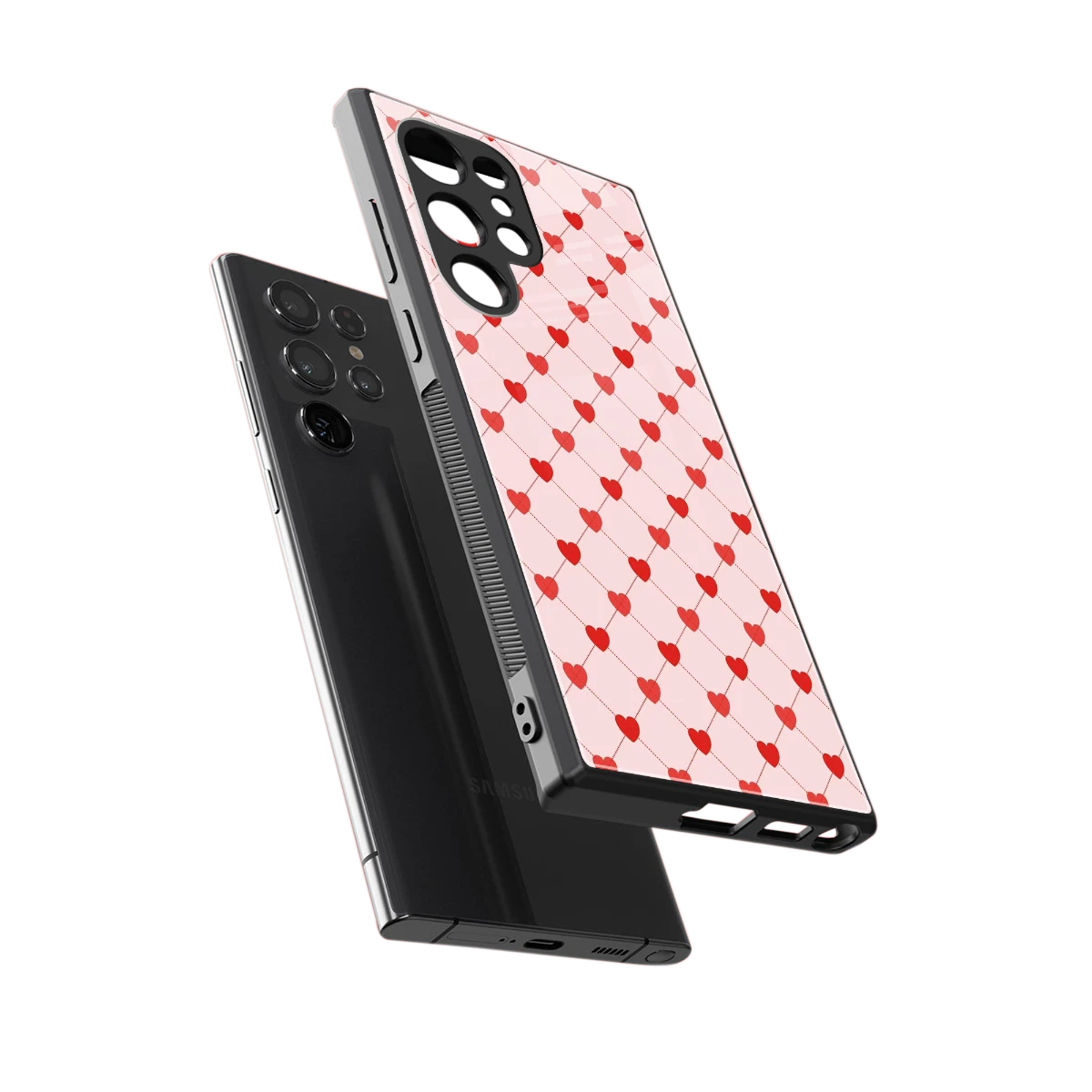 Heartbeat sleek samsung galaxy s23 ultra cover with tempered glass back and TPU edges