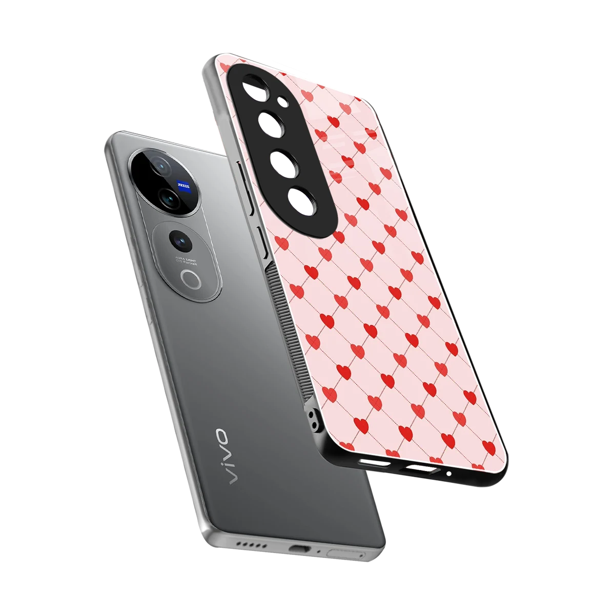 Heartbeat sleek vivo v40 pro cover with tempered glass back and TPU edges