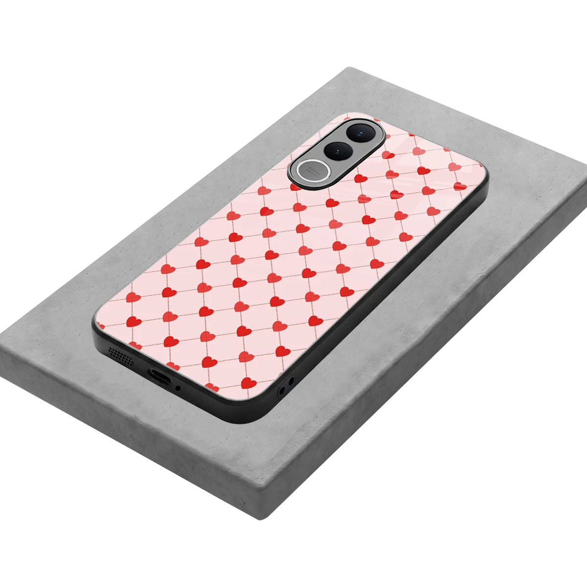 Heartbeat stylish phone case for vivo v70 fe | glossy glass and slim fit
