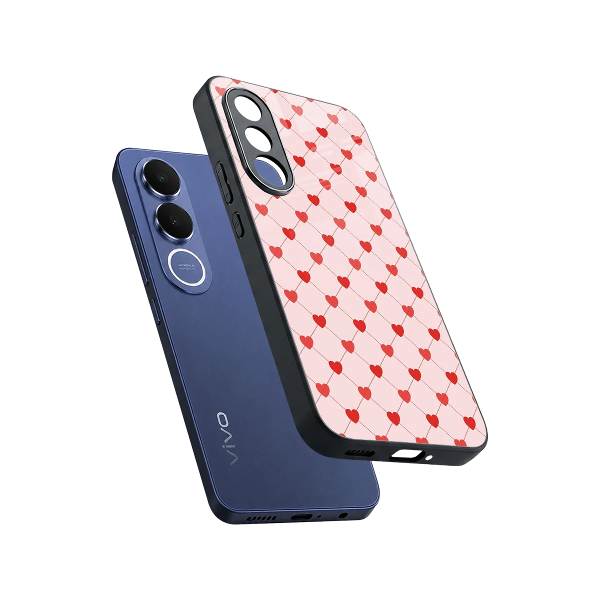 Heartbeat sleek vivo v70 fe cover with tempered glass back and TPU edges
