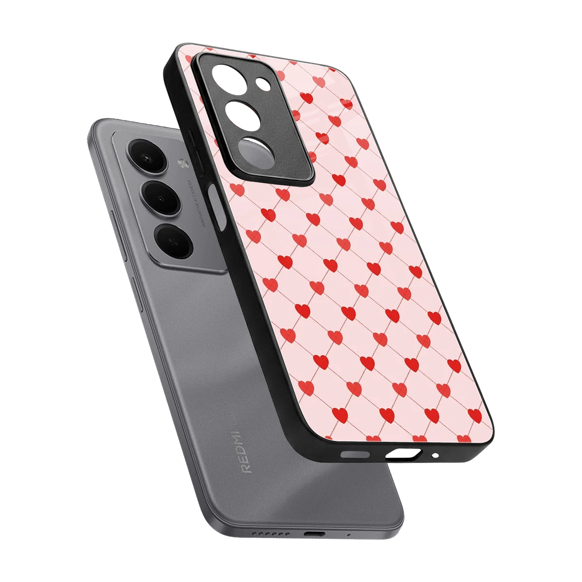 Heartbeat sleek redmi 15 5g cover with tempered glass back and TPU edges