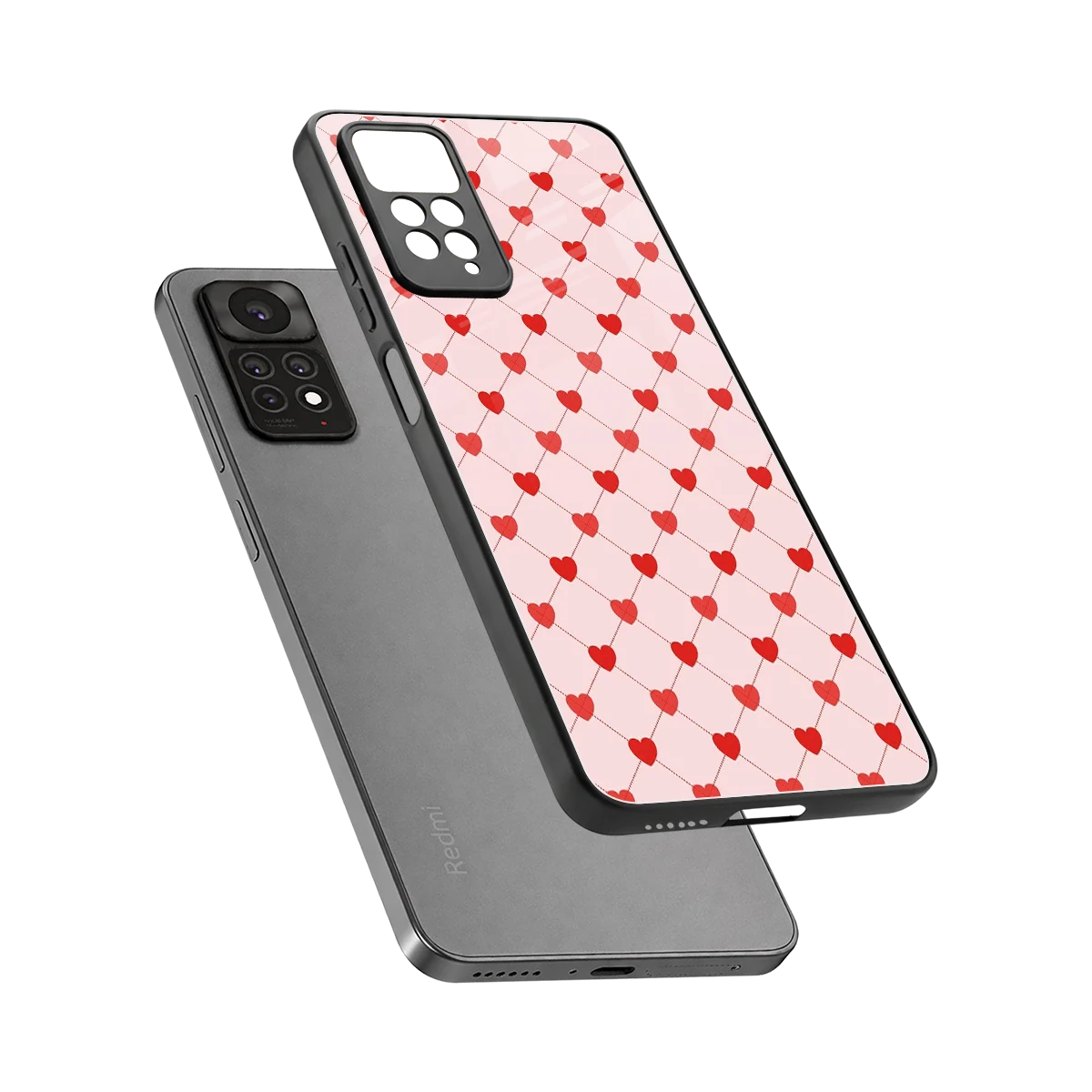 Heartbeat sleek redmi note 11 pro cover with tempered glass back and TPU edges