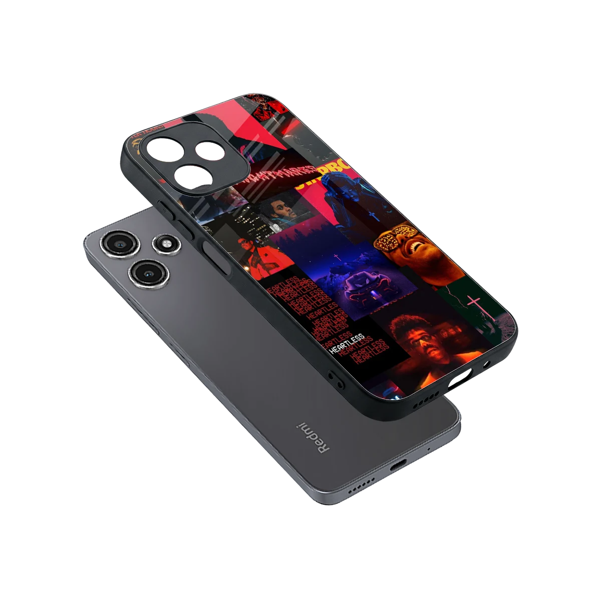Heartless Vibes sleek redmi 12 5g cover with tempered glass back and TPU edges