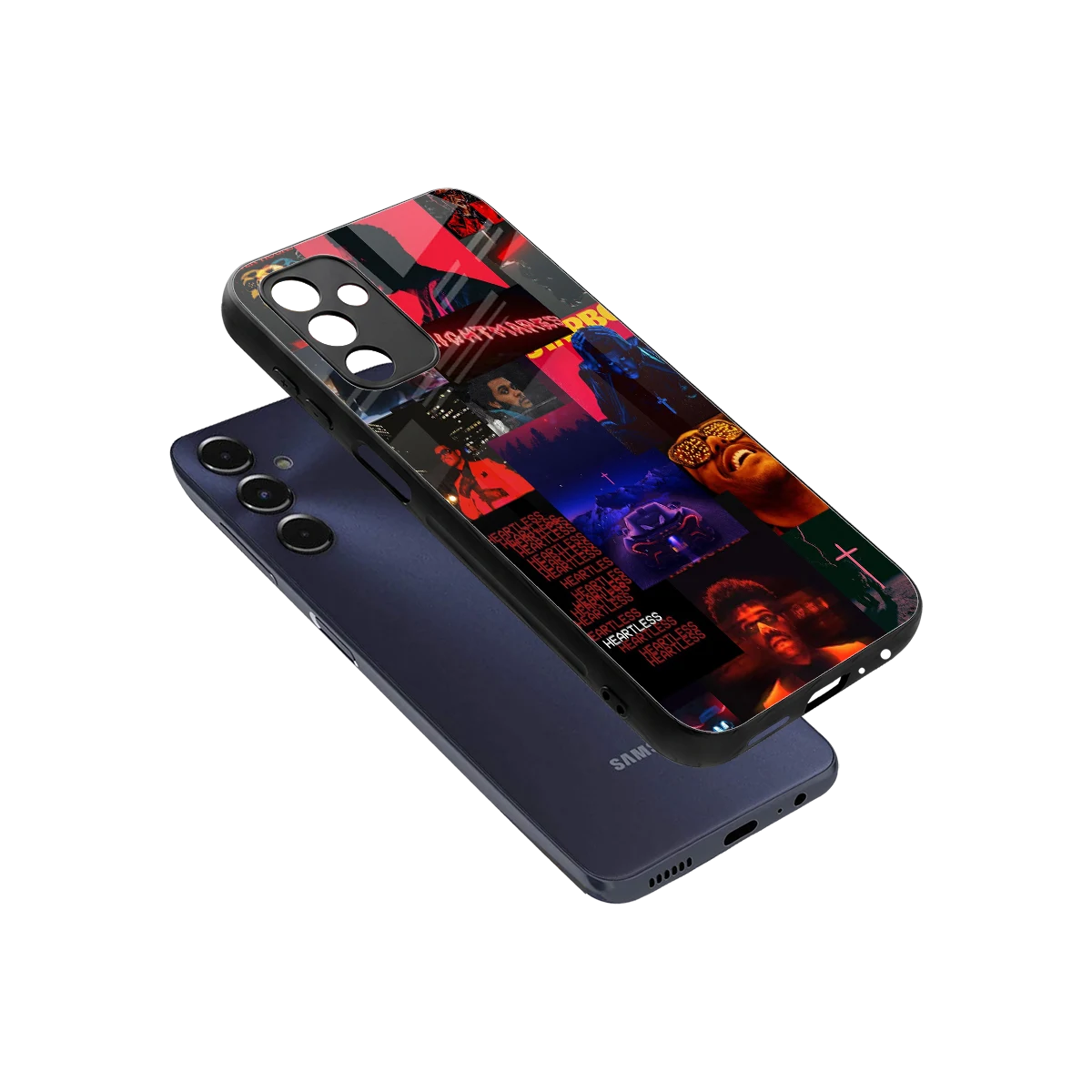 Heartless Vibes sleek samsung galaxy m14 5g cover with tempered glass back and TPU edges