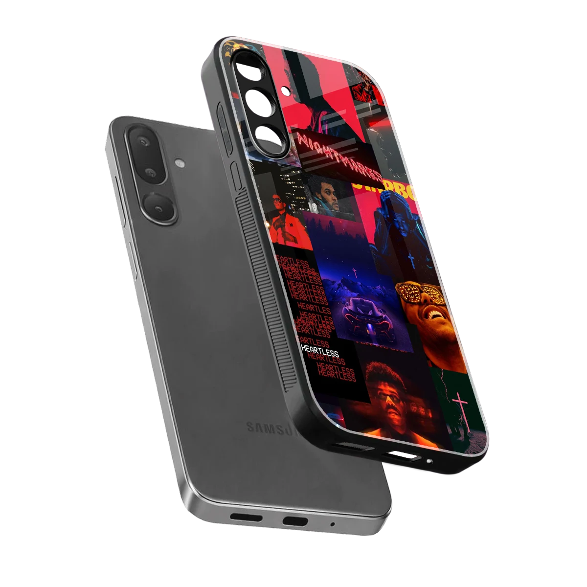 Heartless Vibes sleek samsung galaxy m56 5g cover with tempered glass back and TPU edges