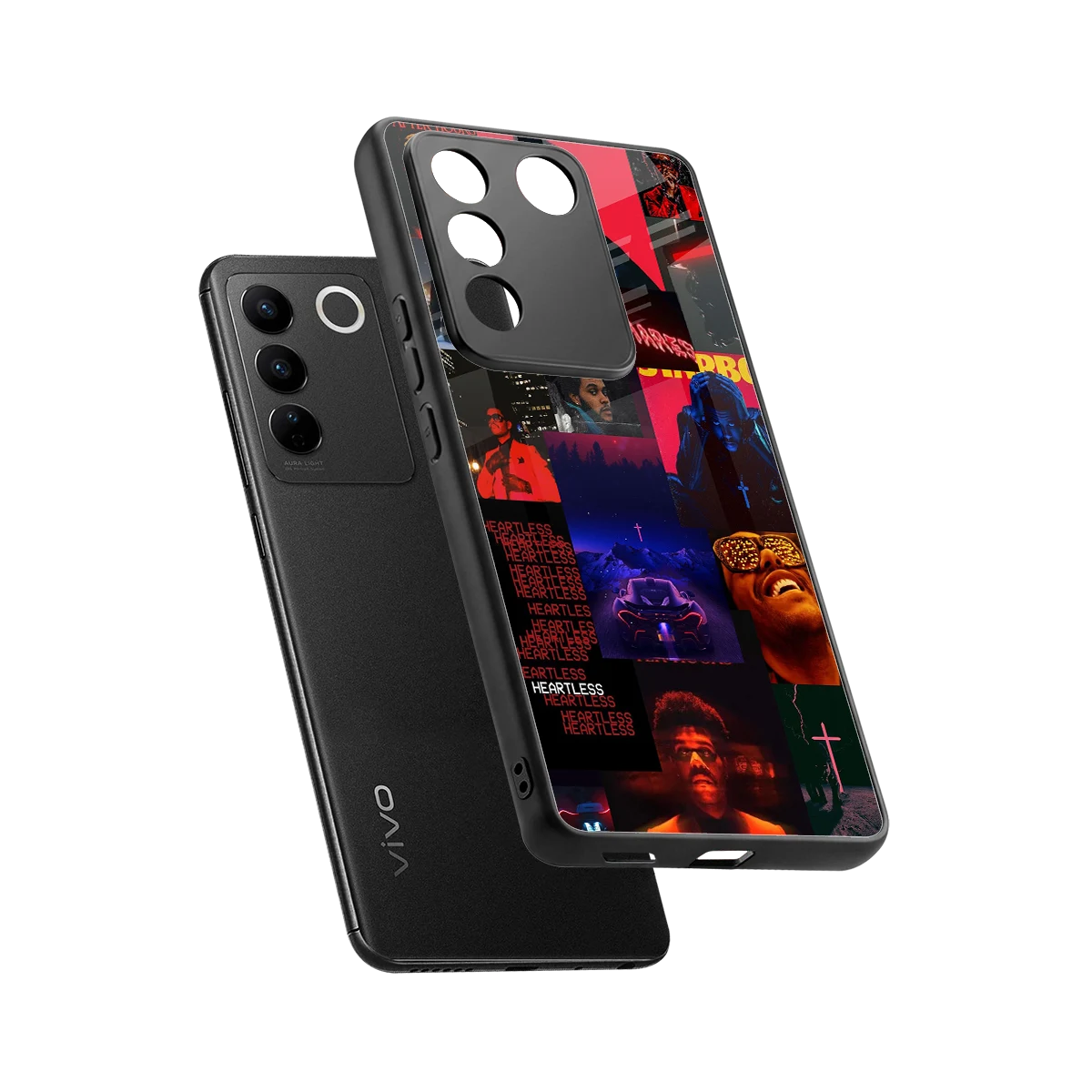 Heartless Vibes sleek vivo v27 5g cover with tempered glass back and TPU edges