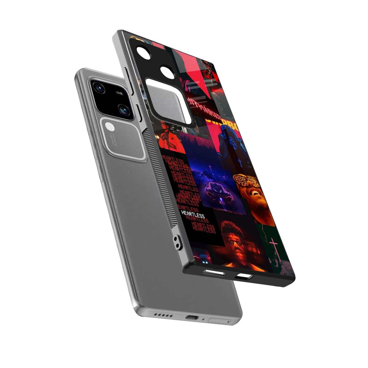 Heartless Vibes sleek vivo v30 cover with tempered glass back and TPU edges