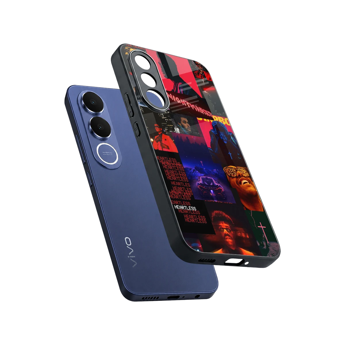 Heartless Vibes sleek vivo v70 fe cover with tempered glass back and TPU edges
