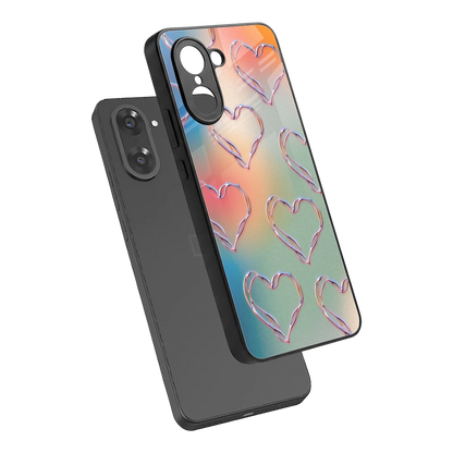 Hearts Euphoria sleek oneplus nord ce5 5g cover with tempered glass back and TPU edges