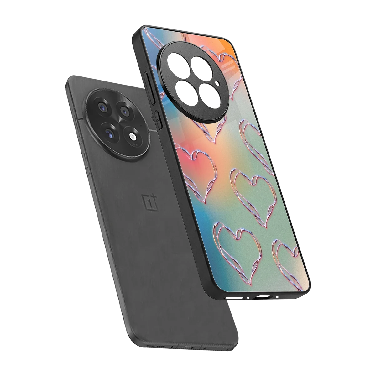 Hearts Euphoria sleek oneplus 13 cover with tempered glass back and TPU edges