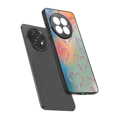 Hearts Euphoria sleek oneplus 13 cover with tempered glass back and TPU edges