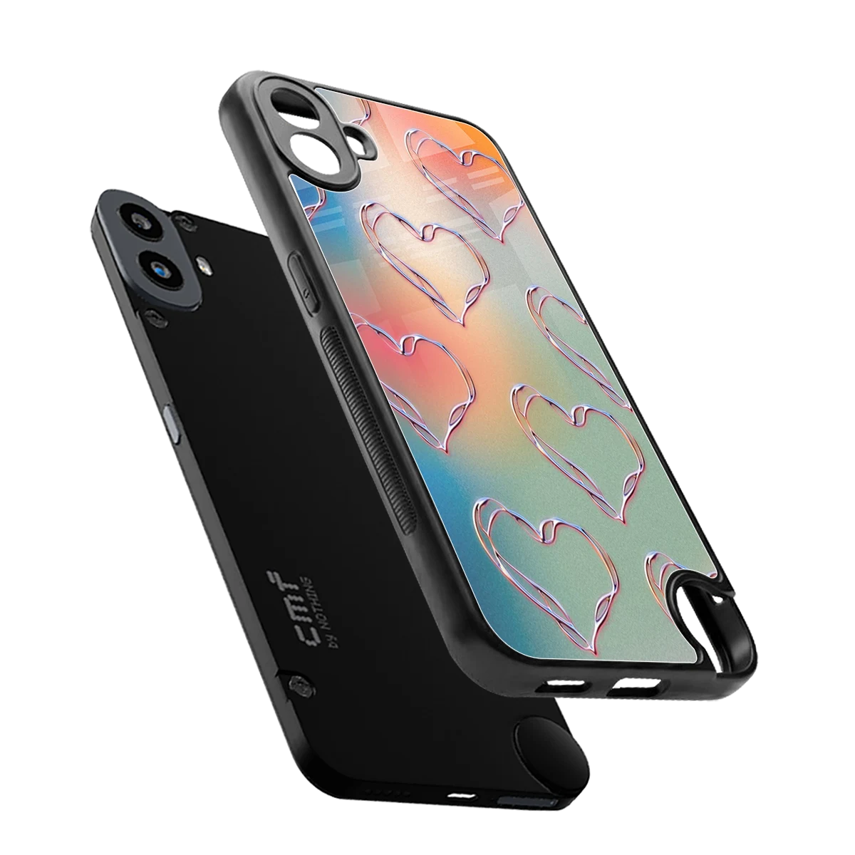 Hearts Euphoria sleek cmf nothing phone 1 cover with tempered glass back and TPU edges