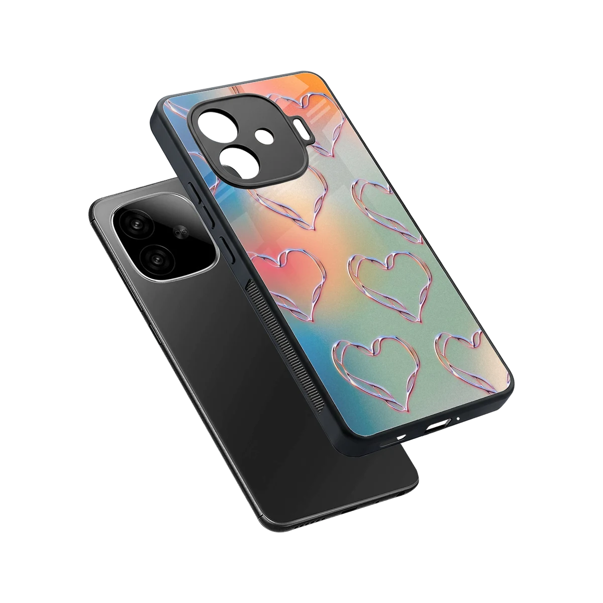 Hearts Euphoria sleek iqoo neo 10r 5g cover with tempered glass back and TPU edges