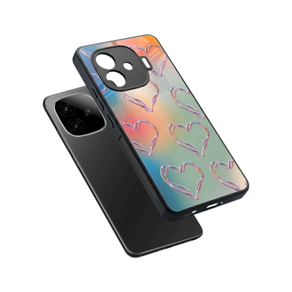 Hearts Euphoria sleek iqoo neo 10r 5g cover with tempered glass back and TPU edges