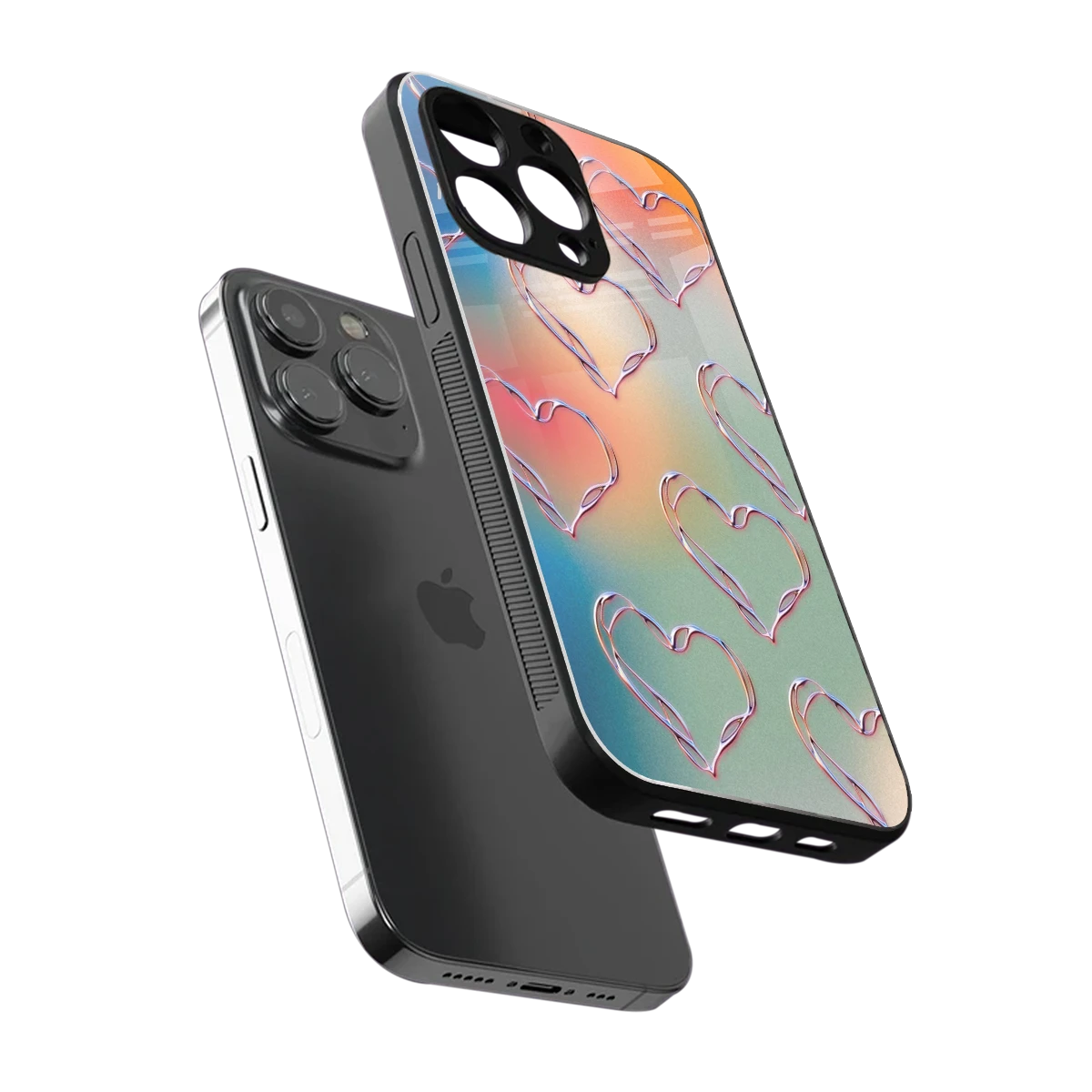 Hearts Euphoria sleek iphone 13 pro cover with tempered glass back and TPU edges
