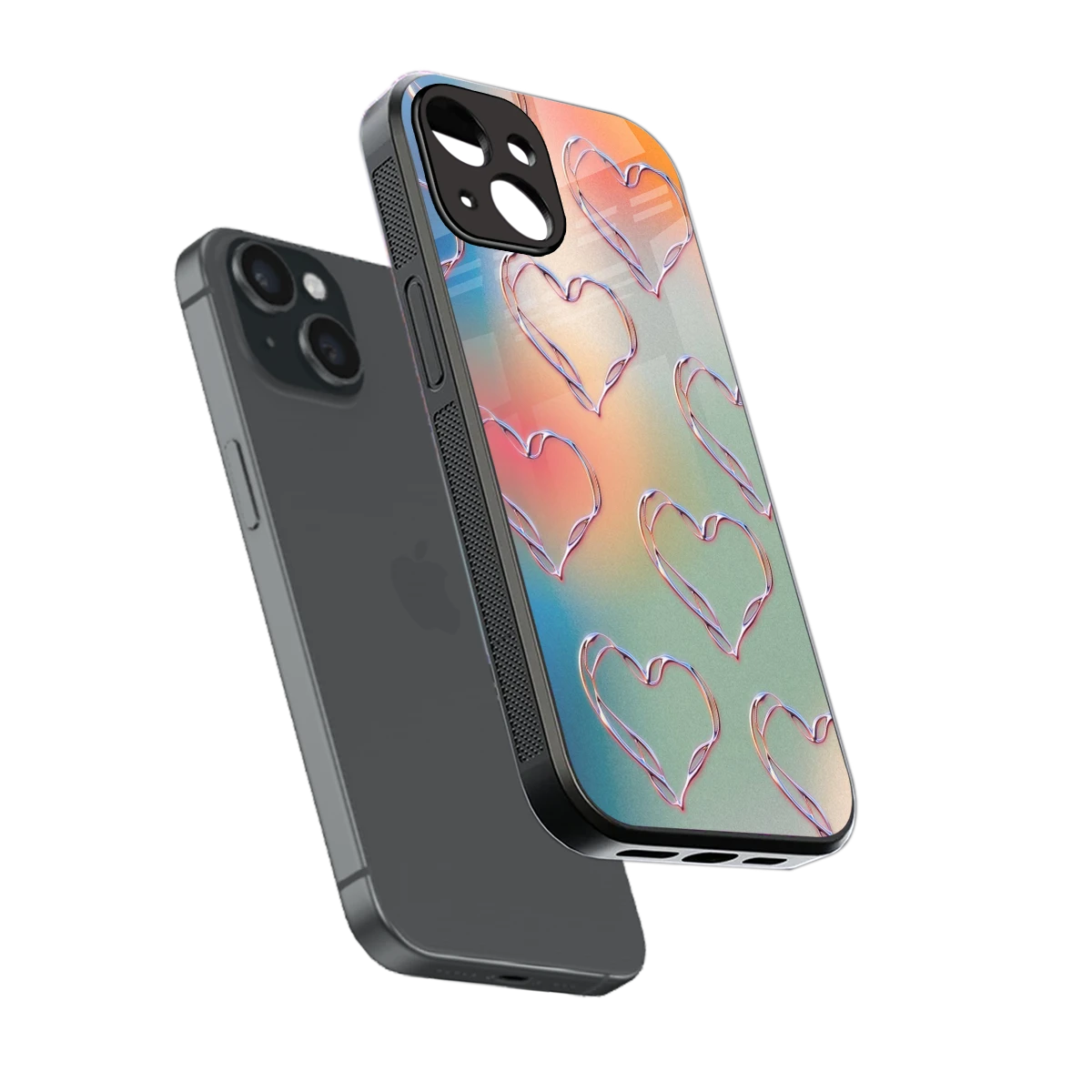 Hearts Euphoria sleek iphone 13 cover with tempered glass back and TPU edges