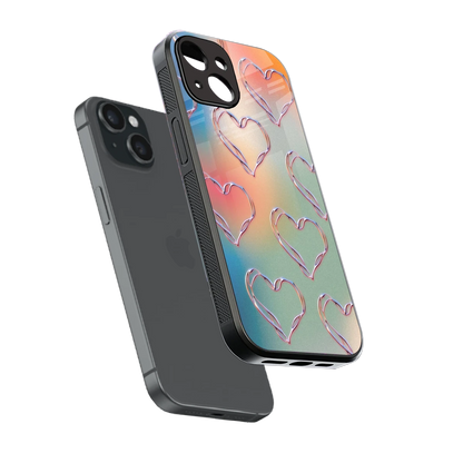 Hearts Euphoria sleek iphone 13 cover with tempered glass back and TPU edges