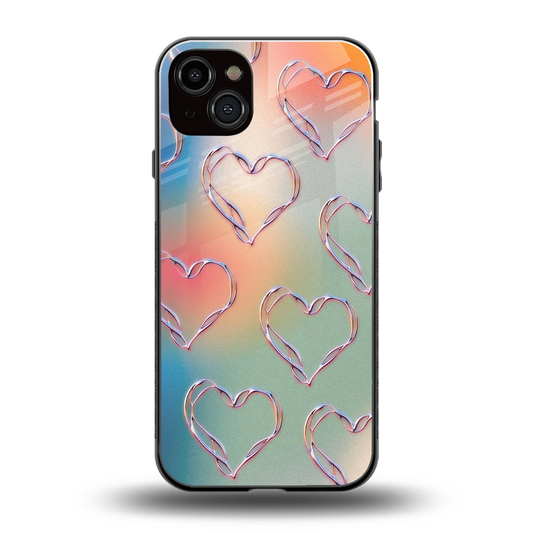 Hearts Euphoria back phone cover | glass case for iphone 14 plus