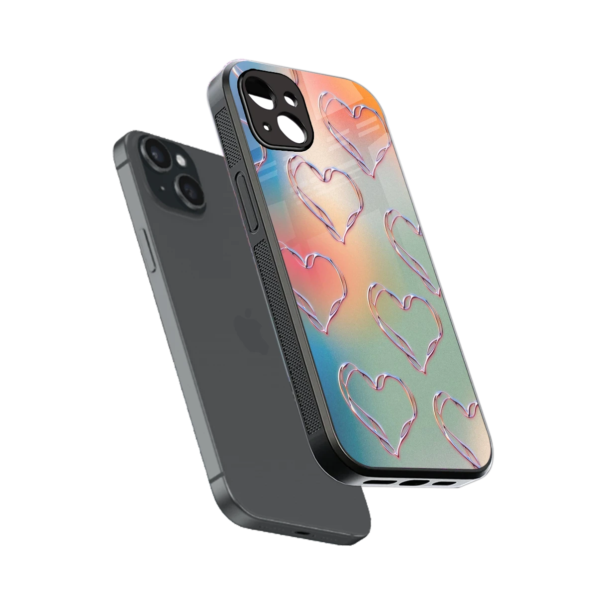 Hearts Euphoria sleek iphone 14 plus cover with tempered glass back and TPU edges