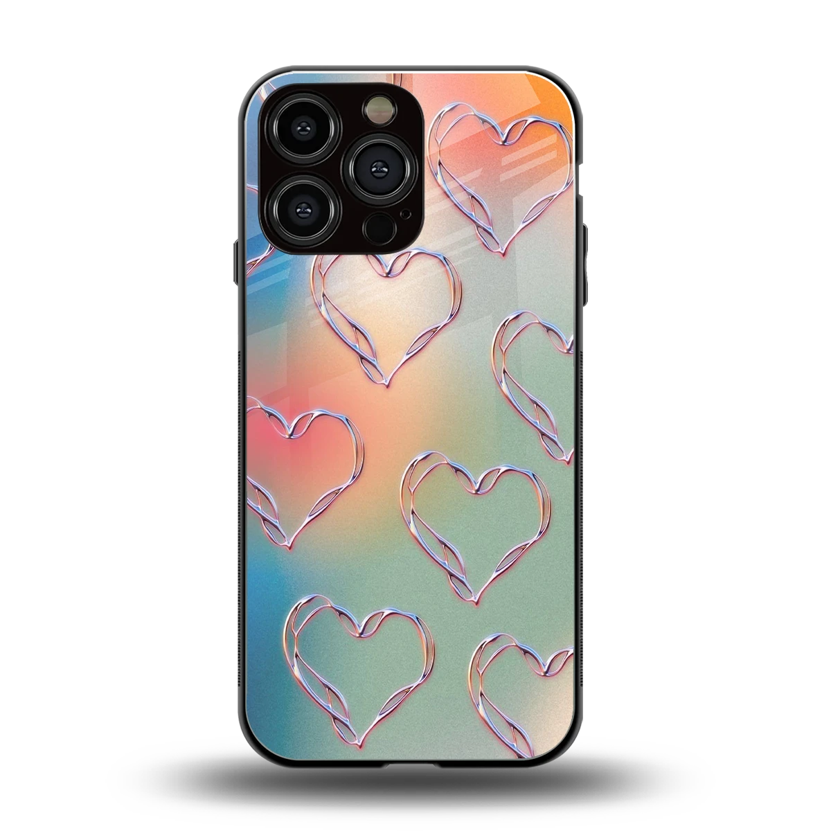 Hearts Euphoria back phone cover | glass case for iphone 15 pro max