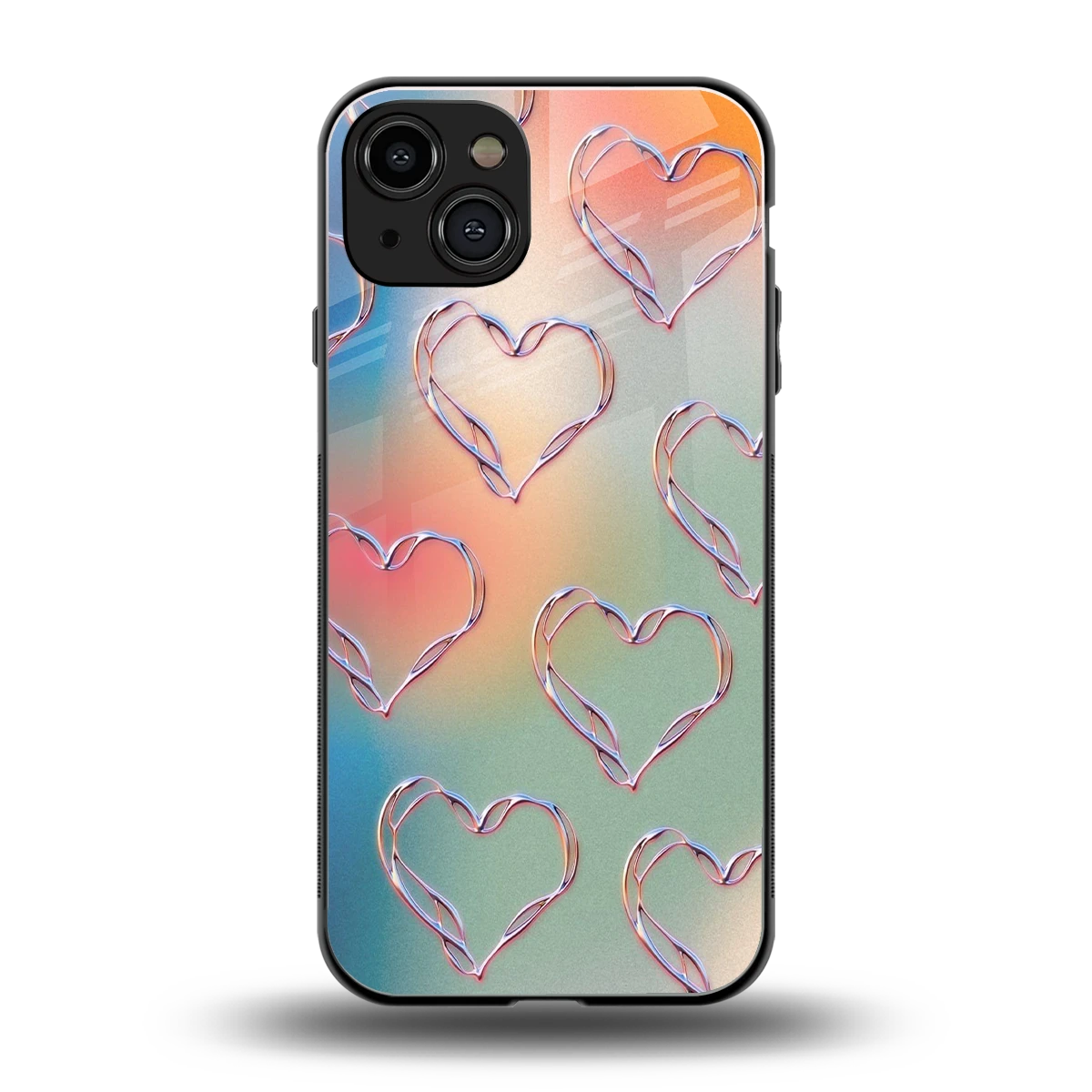 Hearts Euphoria back phone cover | glass case for iphone 15