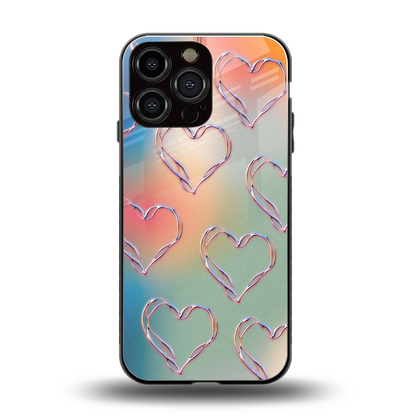 Hearts Euphoria back phone cover | glass case for iphone 16 pro max