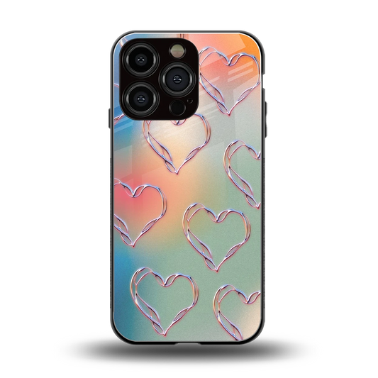 Hearts Euphoria back phone cover | glass case for iphone 16 pro