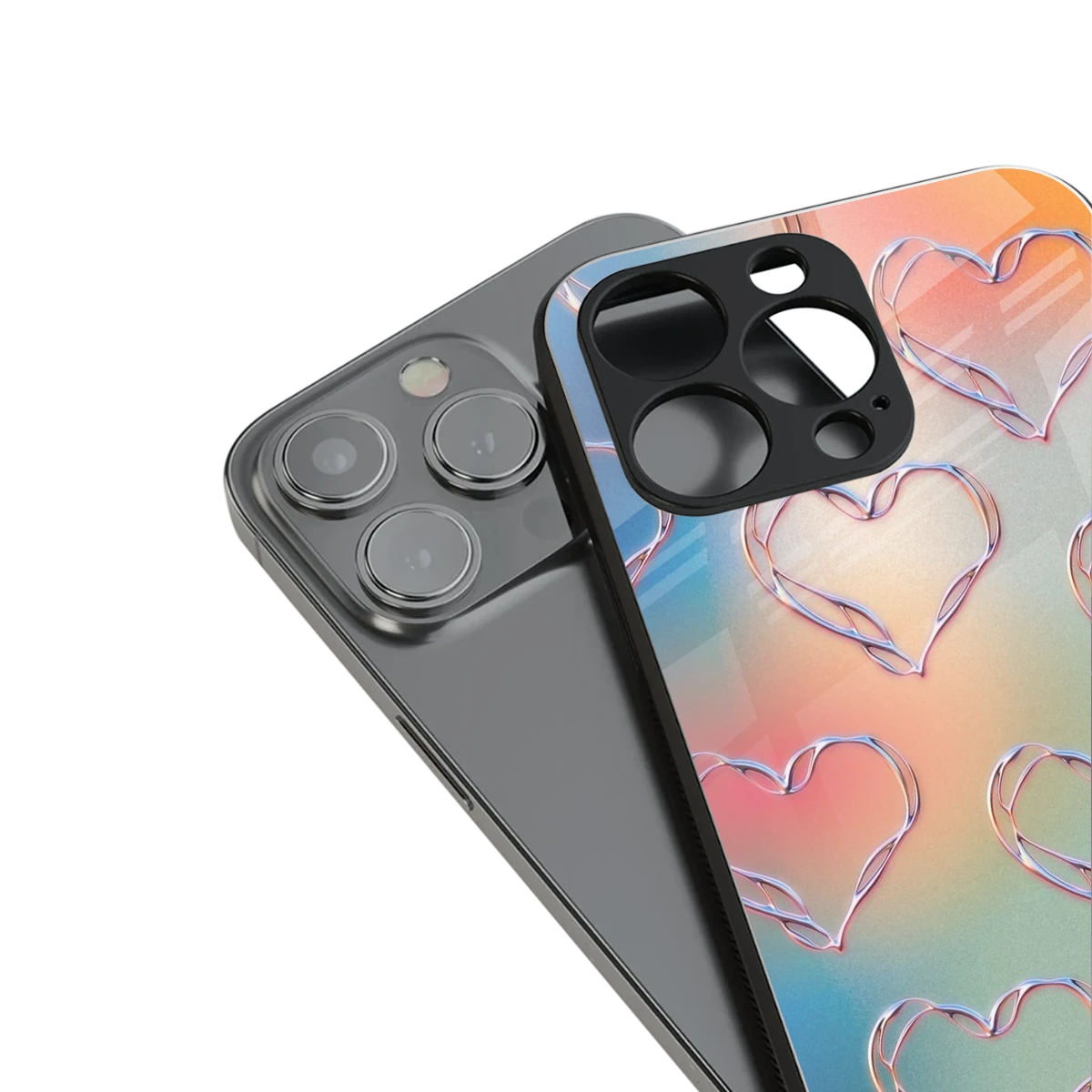 Hearts Euphoria stylish phone case for iphone 15 pro | glossy glass and slim fit