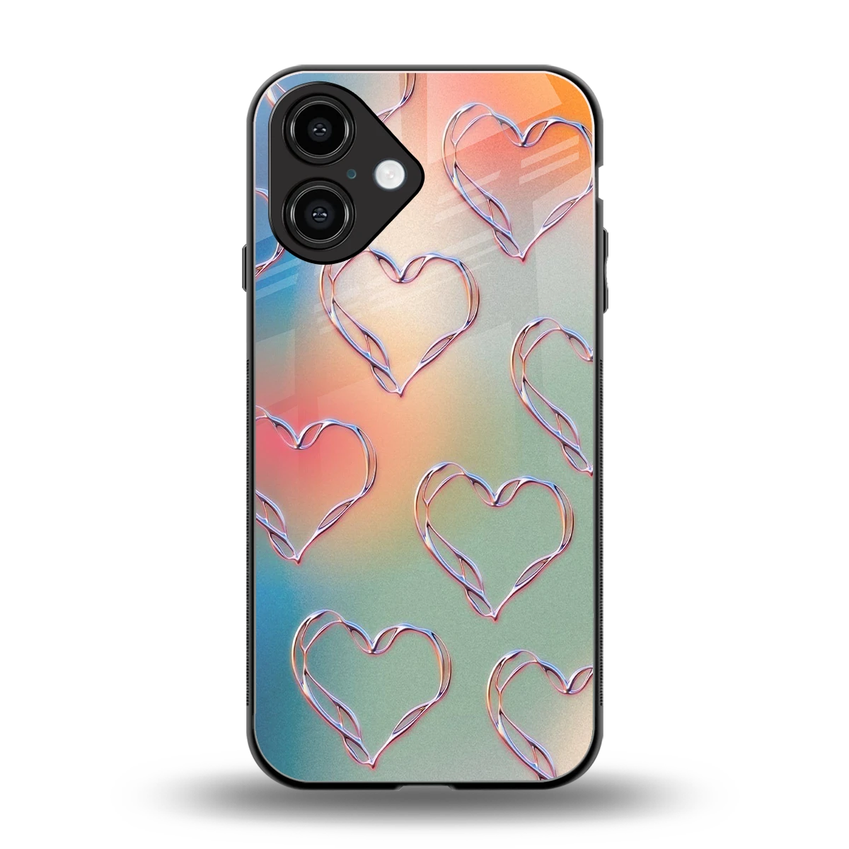 Hearts Euphoria back phone cover | glass case for iphone 16