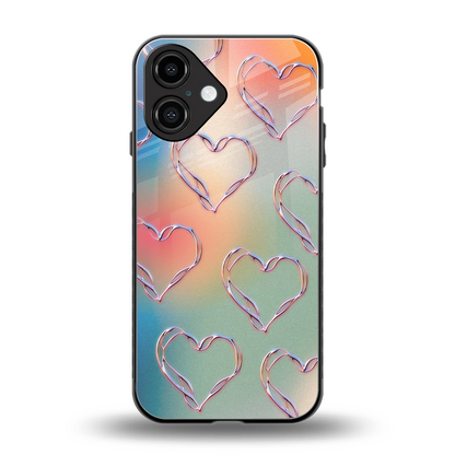 Hearts Euphoria back phone cover | glass case for iphone 16