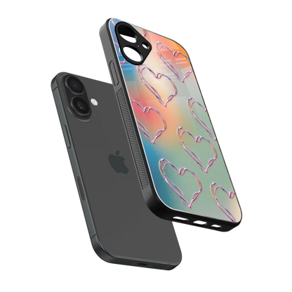 Hearts Euphoria sleek iPhone 16 cover with tempered glass back and TPU edges