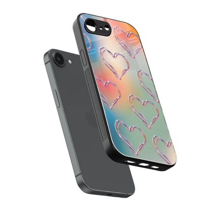 Hearts Euphoria sleek iphone 16e cover with tempered glass back and TPU edges