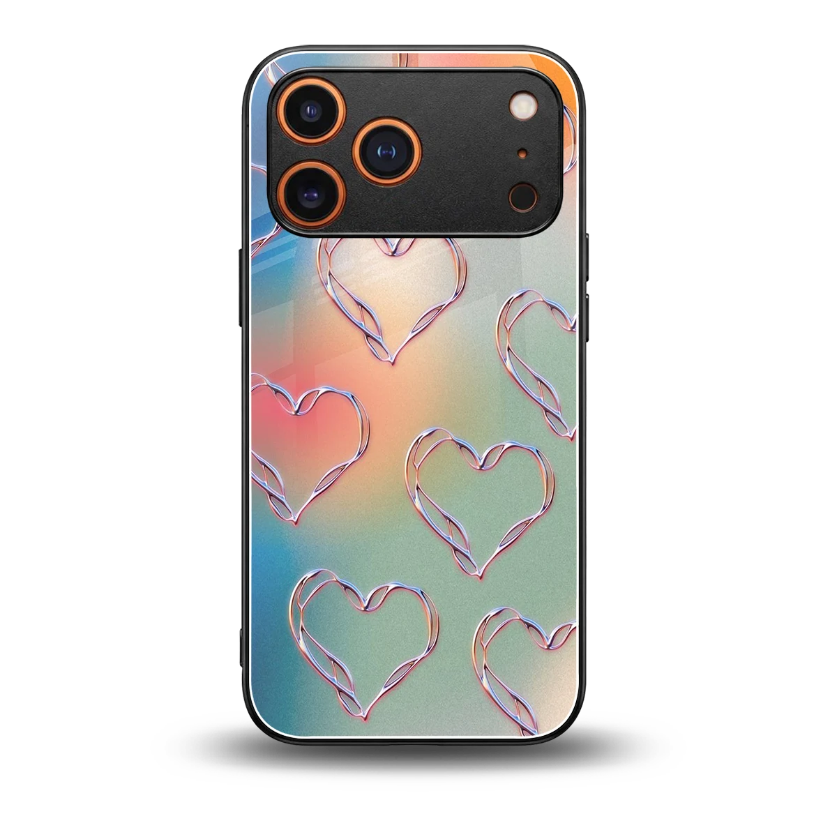 Hearts Euphoria back phone cover | glass case for iphone 17 pro