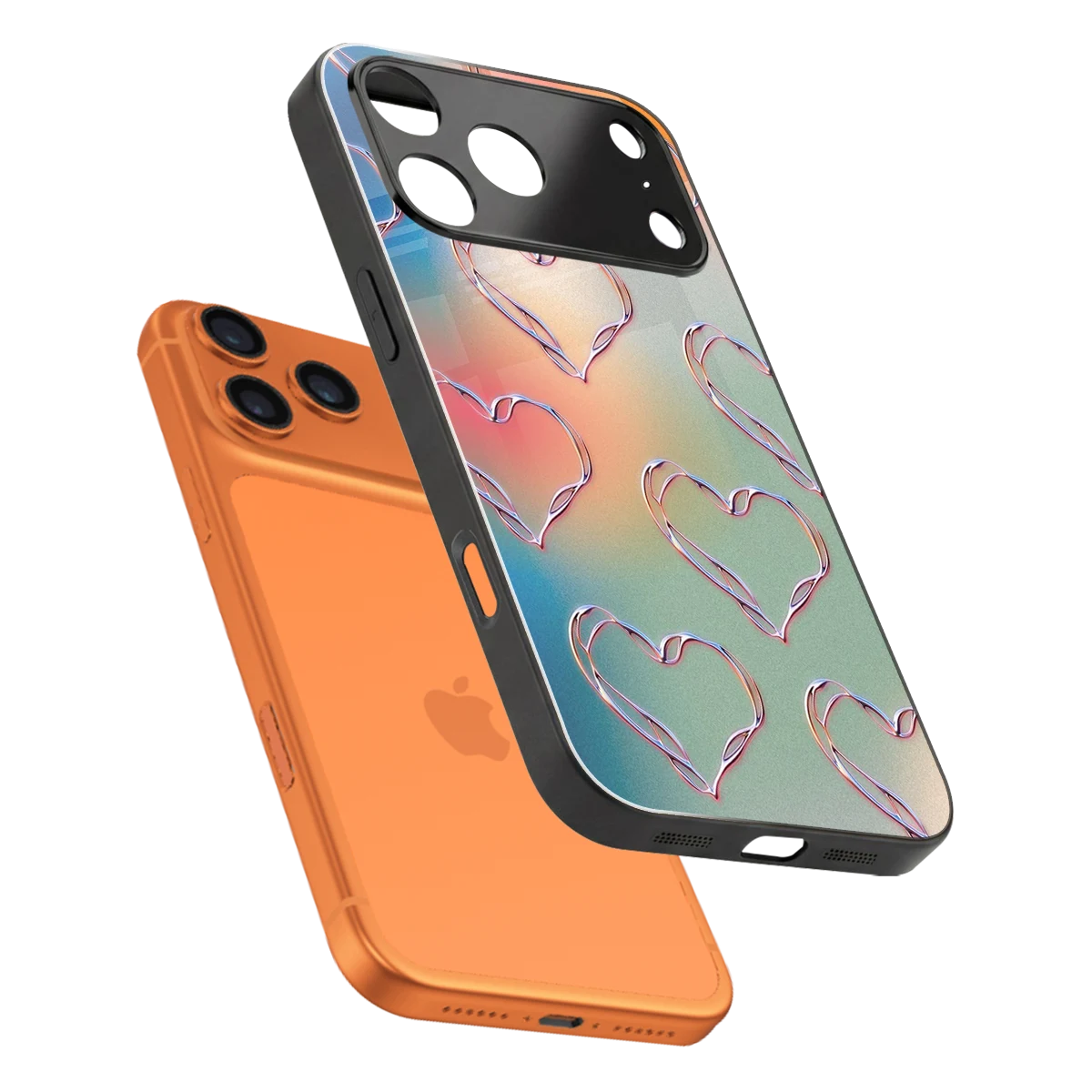 Hearts Euphoria sleek iphone 17 pro cover with tempered glass back and TPU edges