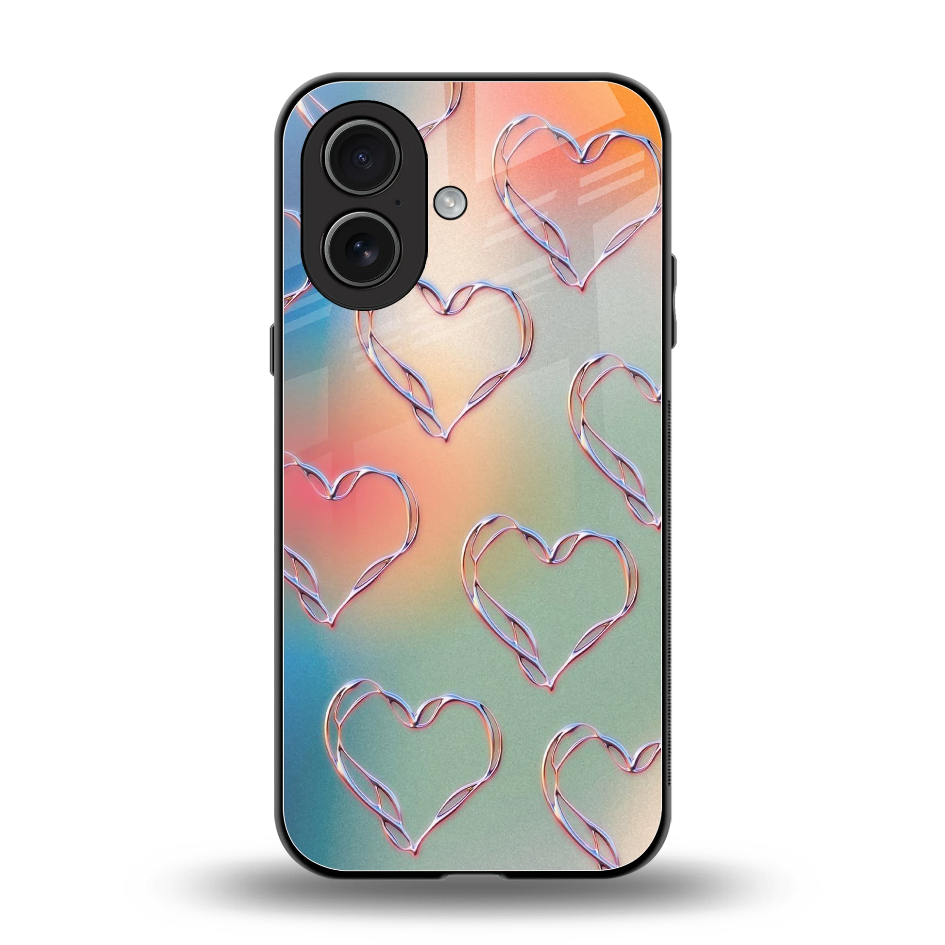 Hearts Euphoria back phone cover | glass case for iphone 17