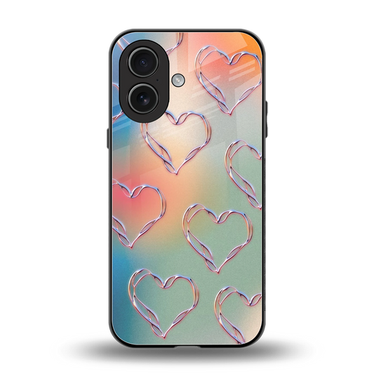 Hearts Euphoria back phone cover | glass case for iphone 17