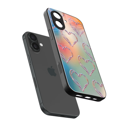 Hearts Euphoria sleek iphone 17 cover with tempered glass back and TPU edges