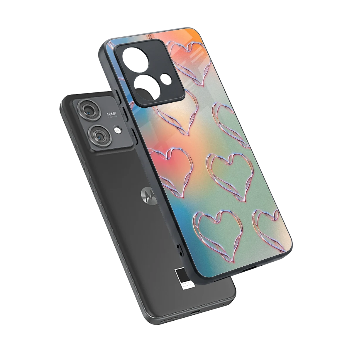 Hearts Euphoria sleek motorola edge 40 neo 5g cover with tempered glass back and TPU edges