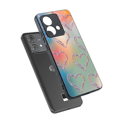 Hearts Euphoria sleek motorola edge 40 neo 5g cover with tempered glass back and TPU edges
