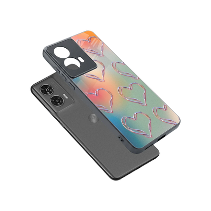 Hearts Euphoria sleek motorola edge 50 fusion cover with tempered glass back and TPU edges