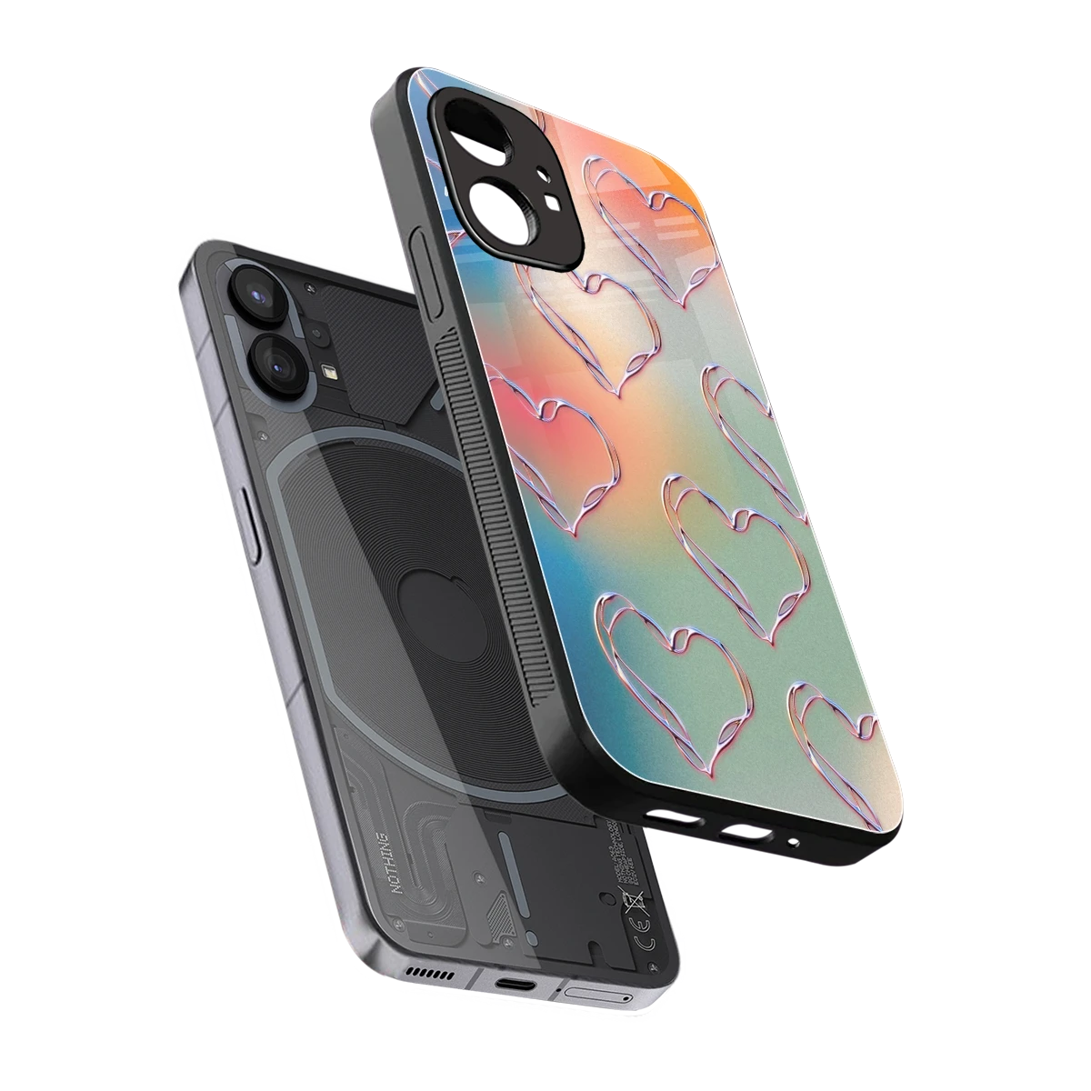 Hearts Euphoria sleek nothing phone 1 cover with tempered glass back and TPU edges